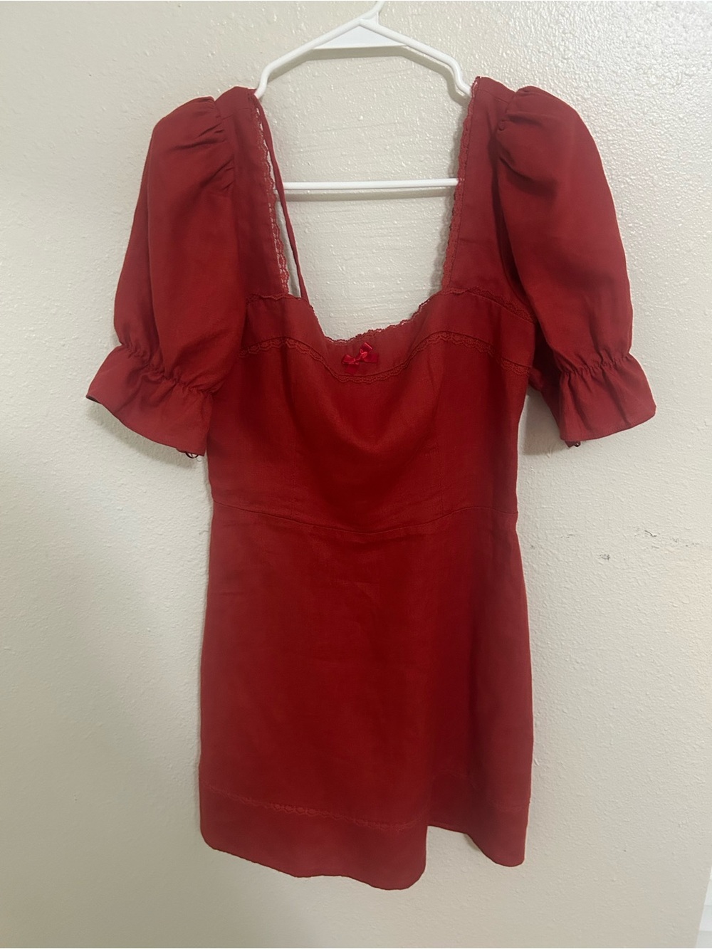 Reformation Red Evianna Linen Dress